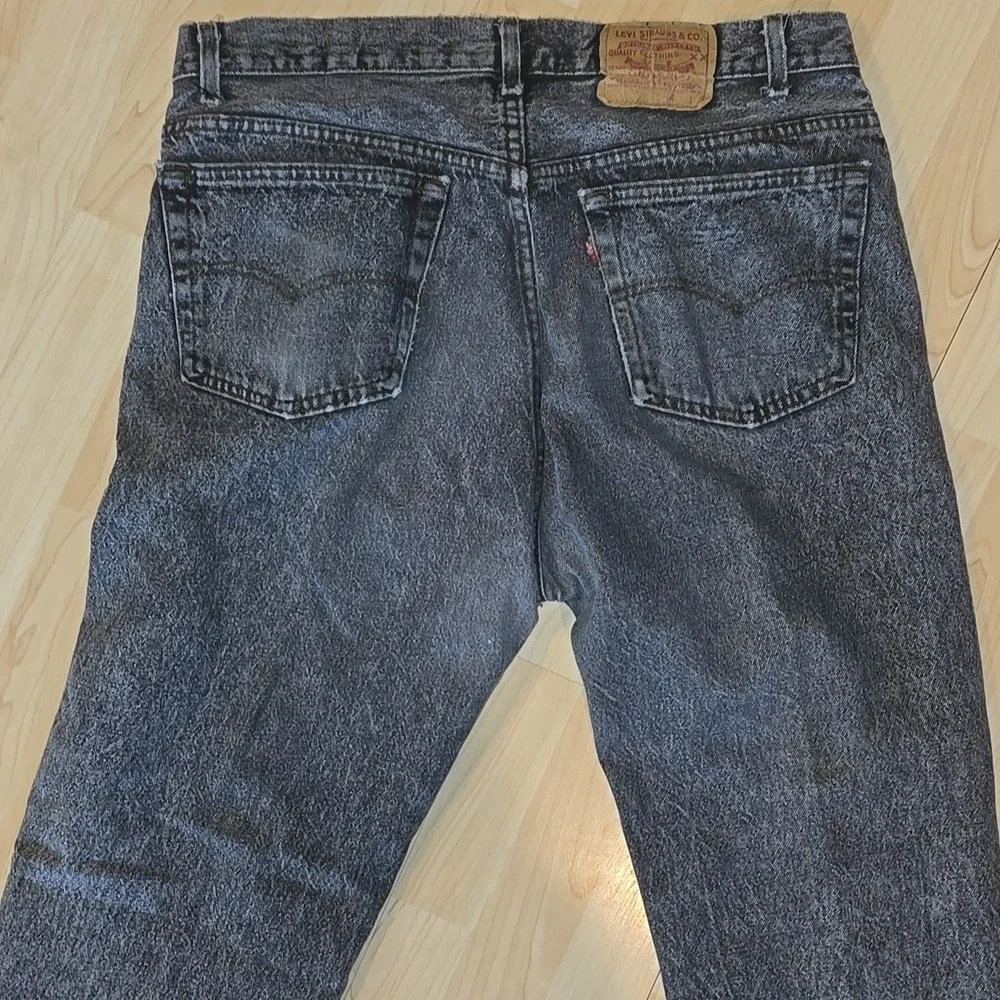 Vintage Levi 501 Button Fly Black Wash Jeans 38x32 Usa Made Ripped Crotch - Picture 12 of 16